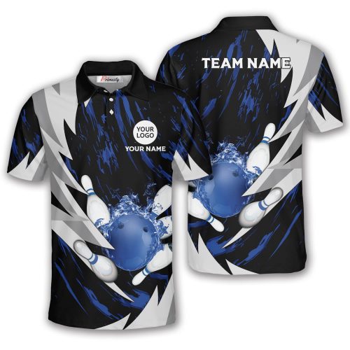 Sharp Knives Blue Custom Logo Bowling Shirt