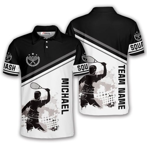 Squash Player Silhouette Black White Custom Squash Shirt