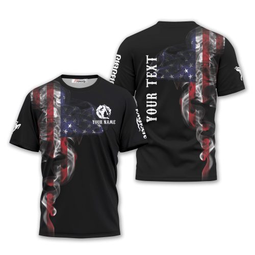 USA Smoke Flag Black Background Custom Muay Thai Shirt