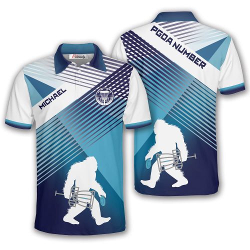Bigfoot Blue Sport Design Custom Disc Golf Shirt