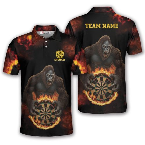 Bigfoot Holding Fire Dartboard Custom Dart Shirt