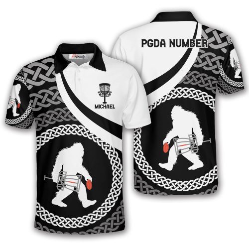 Bigfoot Knot Pattern Black White Custom Disc Golf Shirt