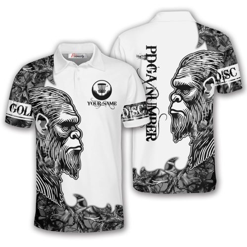 Bigfoot in Jungle Black White Version Custom Disc Golf Shirt