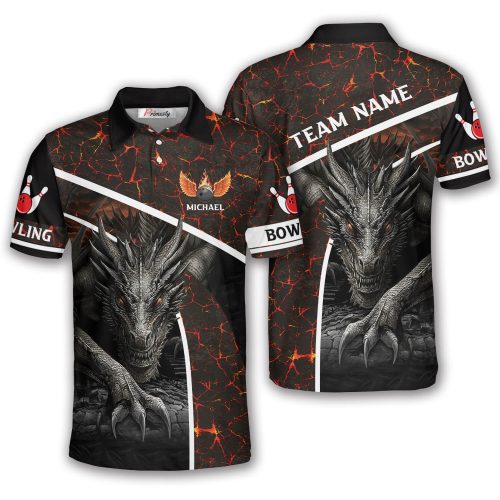 Dragon Lava Fire Flame Custom Bowling Shirt