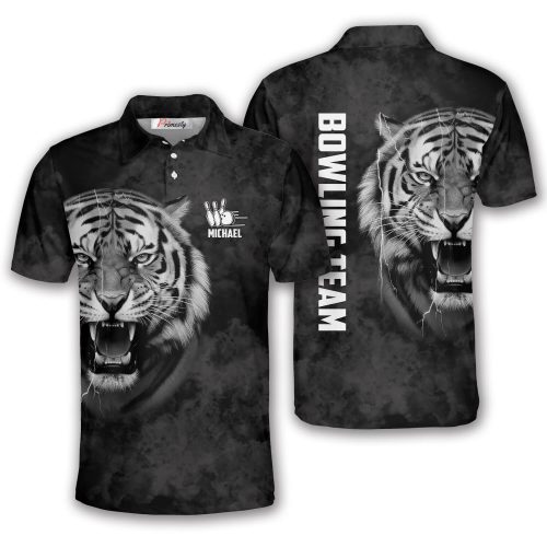 Grey Smoke Tiger King Custom Bowling Shirt