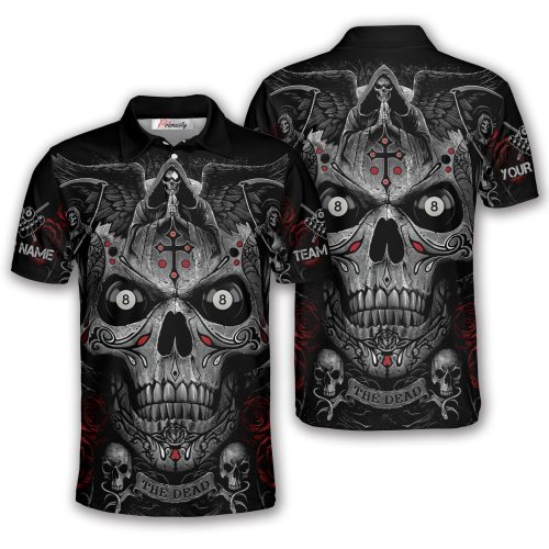 Grim Reaper Praying 8 Ball Skull Design Custom Billiard Shirt