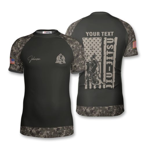 Retro USA Flag Camo Custom Brazilian Jiu Jitsu Rash Guard