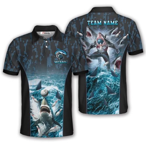 Shark In The Ocean Custom Bowling Shirt