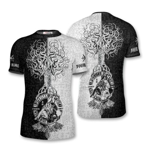 Yggdrasil Tree Viking Black White Custom Brazilian Jiu Jitsu Rash Guard