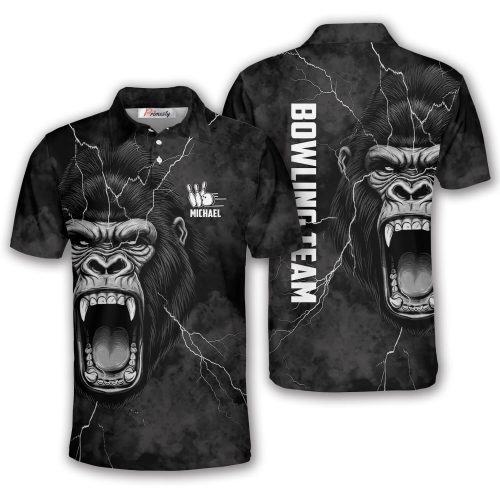 Gorilla Black Smoke Design Custom Bowling Shirt
