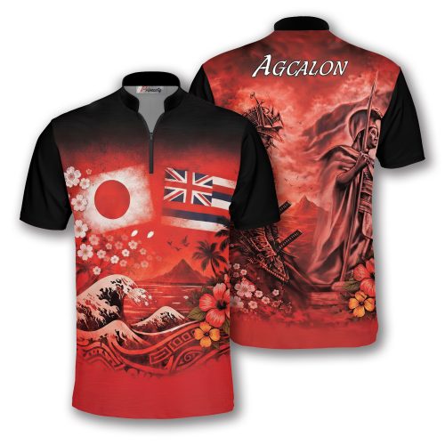 Japan and Hawaiian Custom Bowling Shirt (Francine)