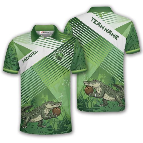 Alligator Playing Bowling Green Jungle Custom Bowling Shirt