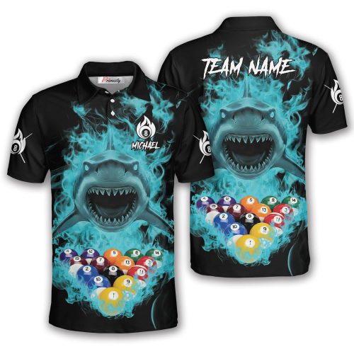 Blue Smoke Shark 8 Ball Custom Billiard Shirt