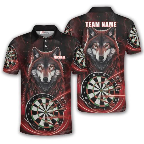 Fantasy Wolf Dartboard Red Black Design Custom Darts Shirt