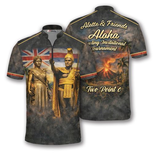 King Kamehameha and Queen Liliuokalani Custom Bowling Shirt (Francine)