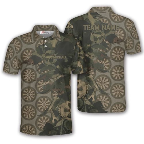 Military Camo Skull Dartboard Pattern Custom Darts Shirt