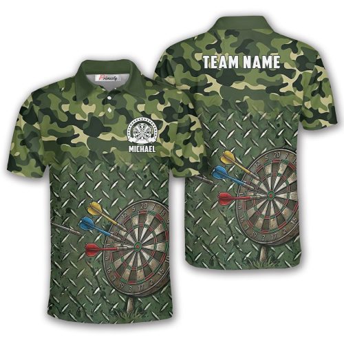 Military Green Camo Dartboard Camouflage Pattern Custom Darts Shirt