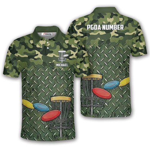 Military Green Camo Disc Golf Camouflage Pattern Custom Disc Golf Shirt