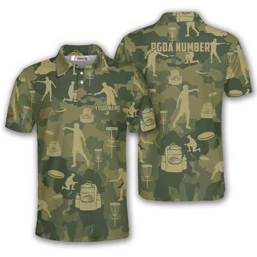 Military Green Camo Disc Golf Silhouettes Custom Disc Golf Shirt