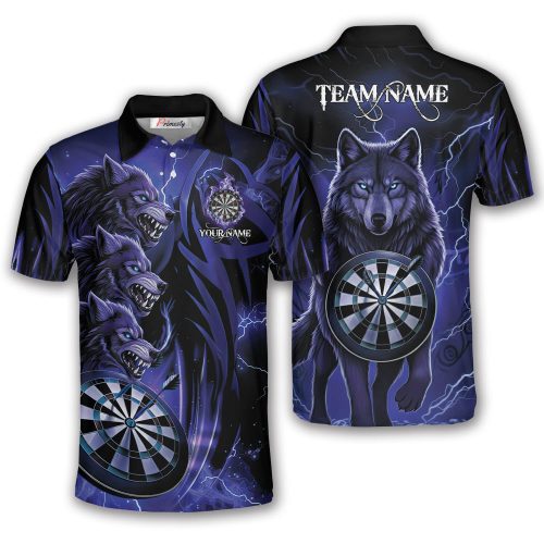 Purple Wolves Dartboard Lightnings Custom Darts Shirt