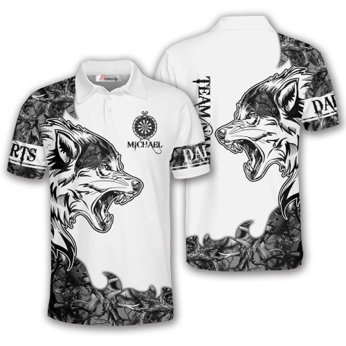 Wolf Head Black White Custom Darts Shirt