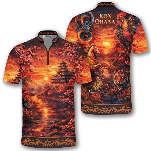Kon Ohana with the Chinese animals Custom Bowling Jerseys (Francine)