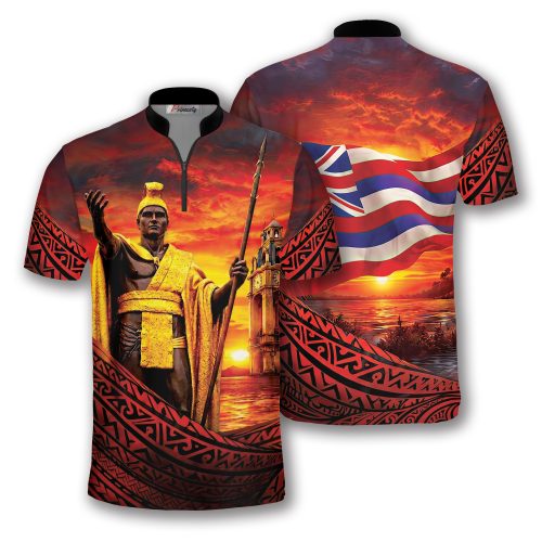 King Kamehameha Hawaiian Flag Custom Bowling Jersey (Francine)