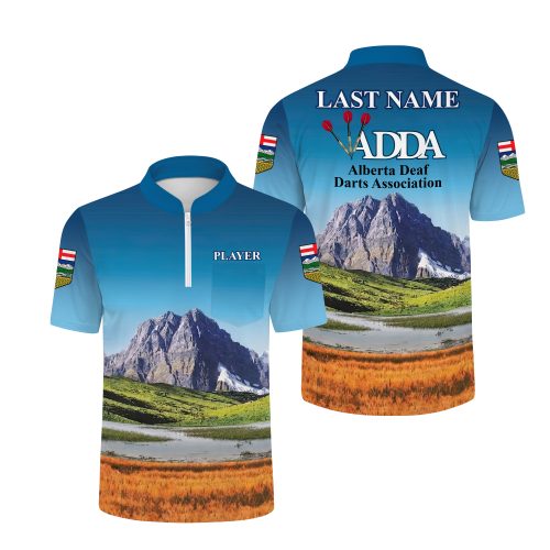 Alberta Deaf Darts Association Custom Pocket Quater Zip Jersey (Darcy)