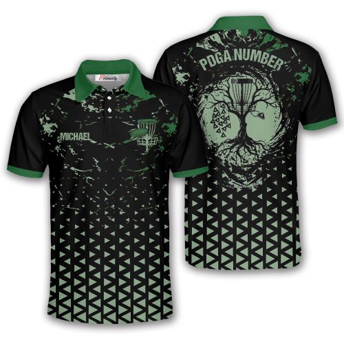 Abstract Green Black Frisbee Golf Tree Custom Disc Golf Shirt