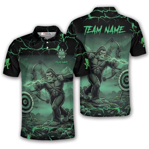 Bigfoot Dark Green Lightnings Sasquatch Custom Archery Shirt