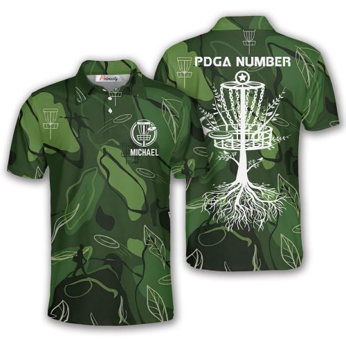 Disc Golf Basket Tree of Life Nature Dark Green Custom Disc Golf Shirt
