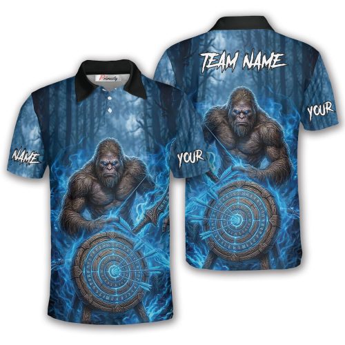 Glowing Blue Bigfoot In Dark Forest Sasquatch Custom Archery Shirt