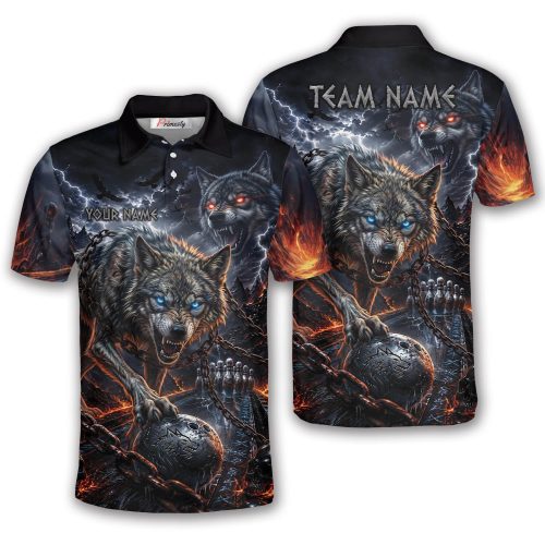 Gothic Chained Ice Wolf Frozen Strike Custom Bowling Shirt