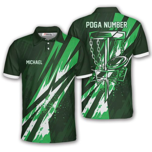 Green Grunge Slash Disc Basket Custom Disc Golf Shirt