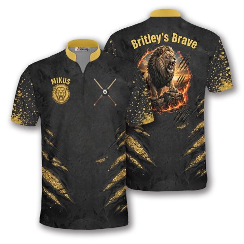 Lion 8 Ball Billiard Britley's Brave Team Custom Quarter Zip Jersey (Mikus)
