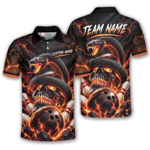 Lava Fire Snake Skull Cobra Custom Bowling Shirt