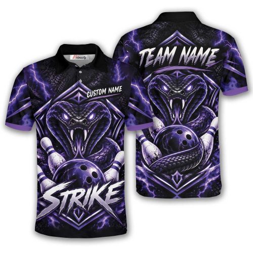 Purple Cobra Strike Custom Bowling Polo Shirt