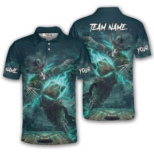 Shadow Skeleton Throwing Cornhole Bag Teal Version Custom Cornhole Shirt