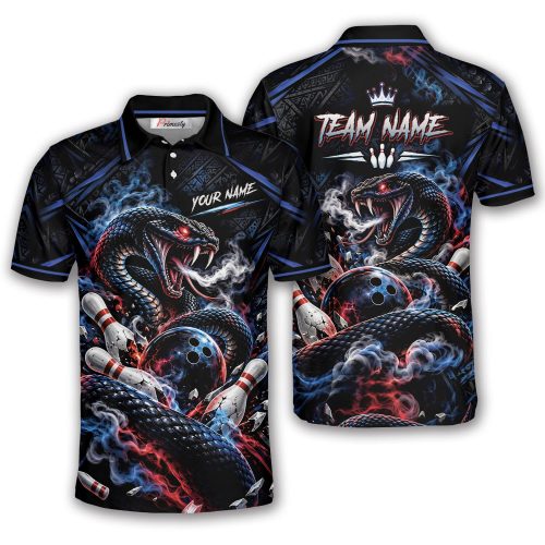 Smoke Black Snake Custom Bowling Polo Shirt