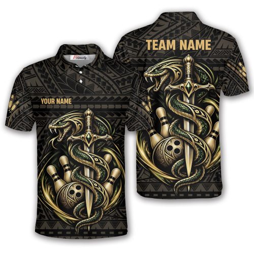 Tribal Sword Snake Custom Bowling Polo Shirt