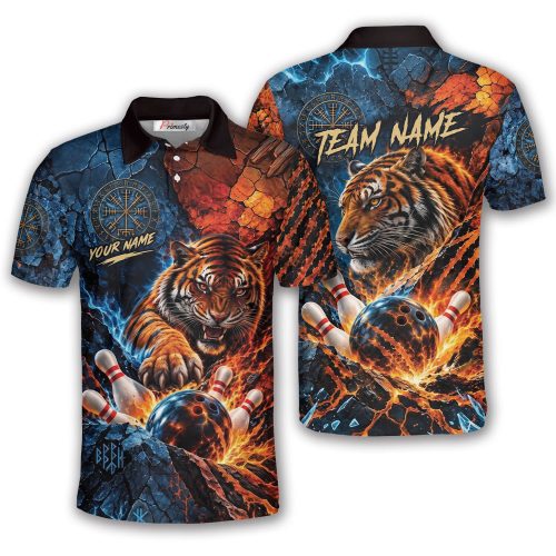 Viking Tiger Custom Bowling Polo Shirt