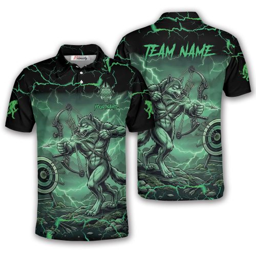 Werewolf Dark Green Lightnings Wolf Custom Archery Shirt
